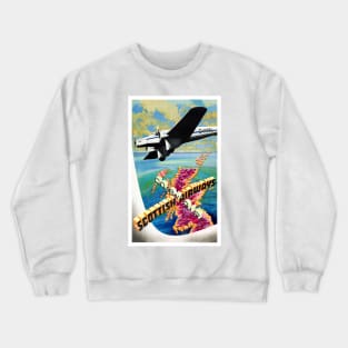 Vintage Travel Poster Scotland Scottish Airways Crewneck Sweatshirt